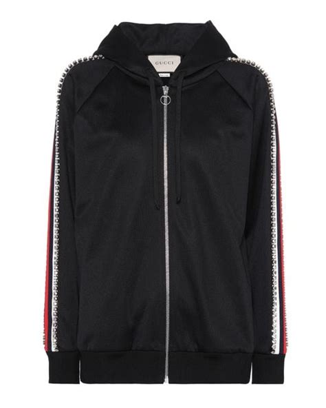 gucci embellished crystal hoodie black|gucci hoodie sale.